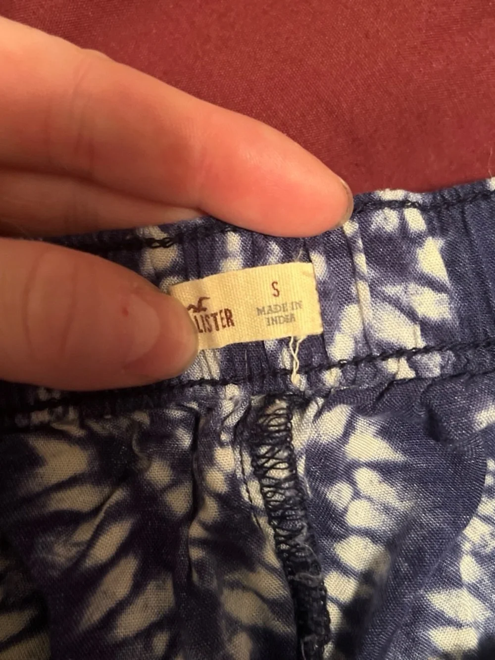 Hollister Navy and Cream Tie-Dye Shorts